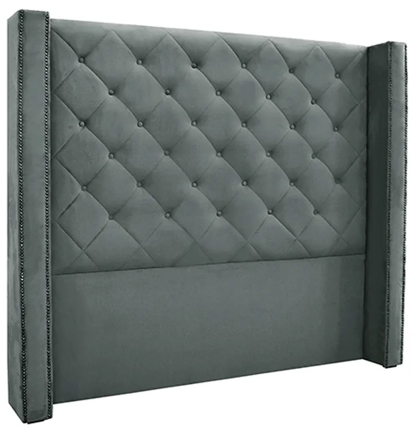 Cabeceira Decorativa King Size 2,19M Loewe Veludo Cinza G63 - Gran Belo