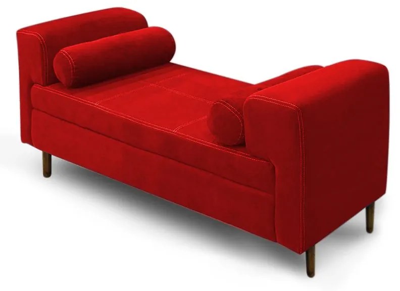 Recamier Casal Queen 160cm Turim Veludo Vermelho - Simbal - Vermelho