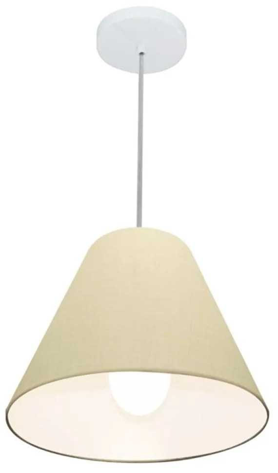 Lustre Pendente Cone Md-4028 Cúpula em Tecido 25/30x12cm Algodão Crú - Bivolt