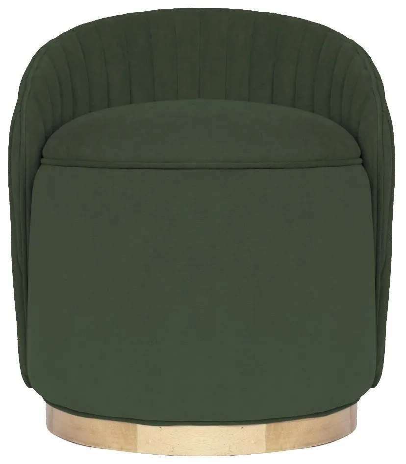 Puff Contemporâneo Max Drapeado - Mel Pinus - Tecido Veludo Esmeralda Kleiner