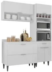 Armário de Cozinha Com Tampo CP02 160cm Pérola Branco Z34 - Mpozen