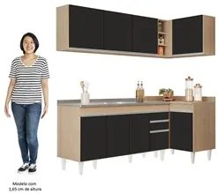 Armário de Cozinha Modulado de Canto Esquerdo 4 Peças CP51 com Pia Ino