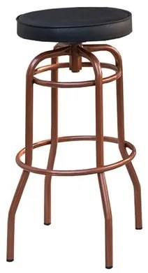 Banqueta Amália Assento Estofado Preto Estrutura Aço Carbono Cobre - 69437 Sun House