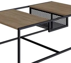 Mesa de Centro Com Nicho Pés Metálicos York Hanover/Preto - Artesano