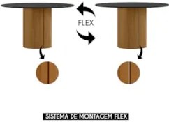 Mesa de Jantar Redonda 135cm 6 Lugares Flex Zuni Ypê/Preto N02 - Mpoze