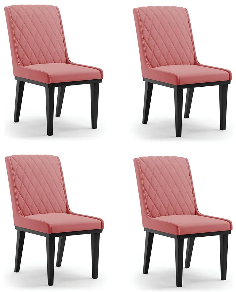 Cadeira Sala de Jantar Base Madeira Preto Kit 4 Sofia Suede Azul Marinho D03 - D'Rossi - Rose