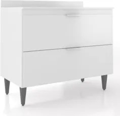 Balcão de Cozinha Com Tampo 100cm Pérola Branco Z34         - Mpozenat