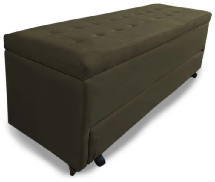 Calçadeira Baú com Sapateira Solteiro 90cm Paris Suede Marrom - Sheep Estofados - Marrom