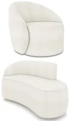 Sofá 2 Lugares 140cm Wendi e Poltrona Steve Boucle Off White I01 - Mp