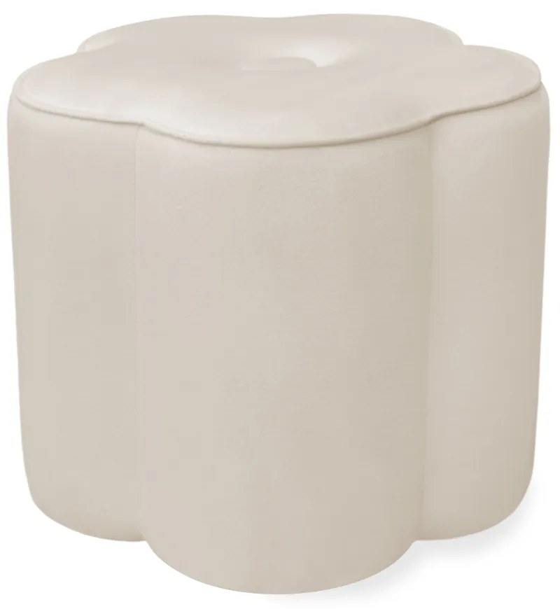 Puff Decorativo Flor Veludo - Bege