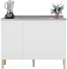Balcão de Cozinha Com Pia Inox 120cm Minsk Z06 Branco - Mpozenato