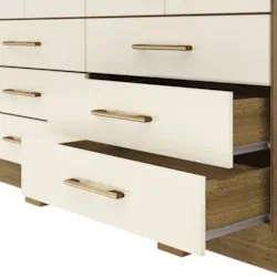 Guarda Roupa Casal 223cm 6 Portas Rick Nature/Champanhe V02 - Mpozenat