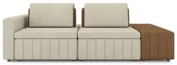 Sofá Ilha e Puff Sala Living 245cm Siesta M22 Linho Cru/Marrom - Mpoze