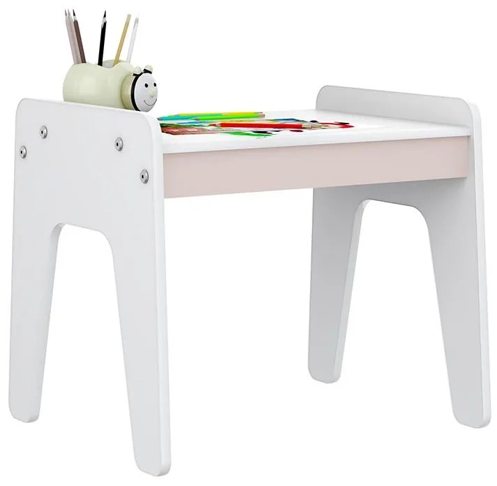 Mesa Infantil Mimo Com Antialérgico Com Tampo - Branco/rosa