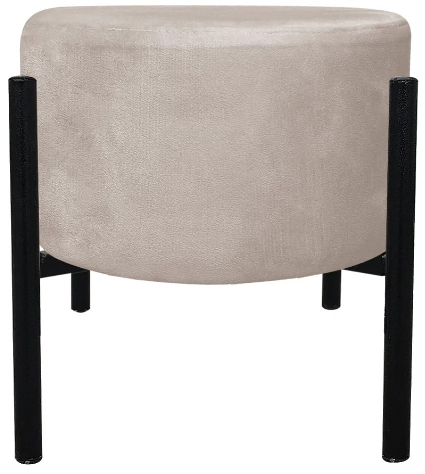 Kit 2 Puffs Iron Suede Base Preto Palito - Bege