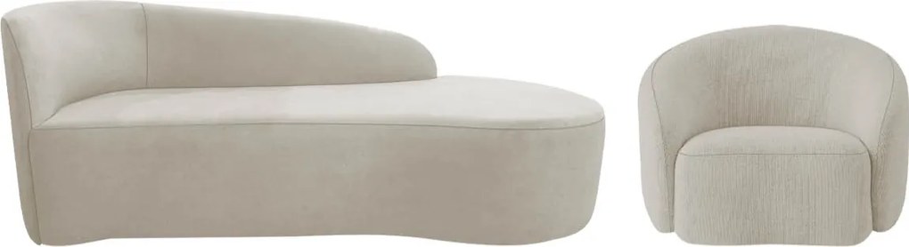 Kit Divã Recamier Orgânico França 160cm Lado Direito e Poltrona Amore Linho
