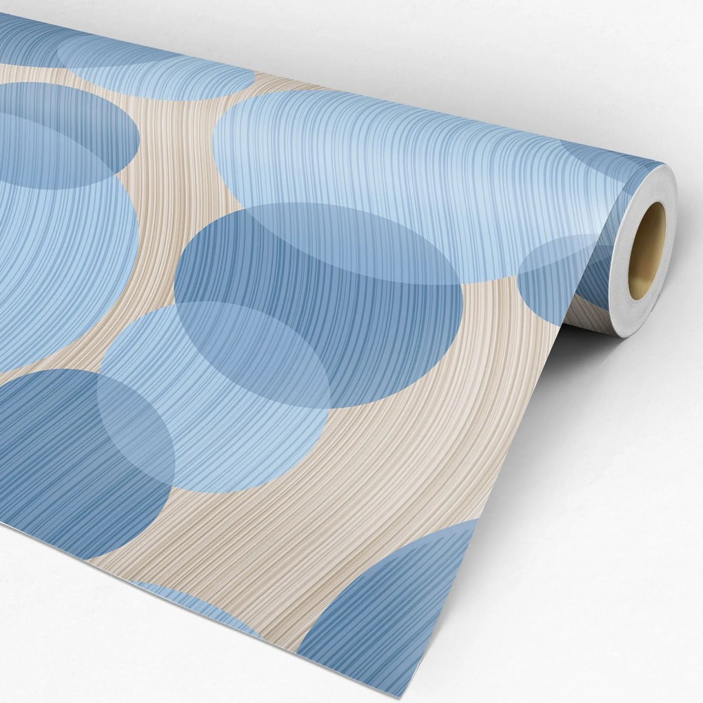 Papel de parede adesivo geométrico azul e cinza