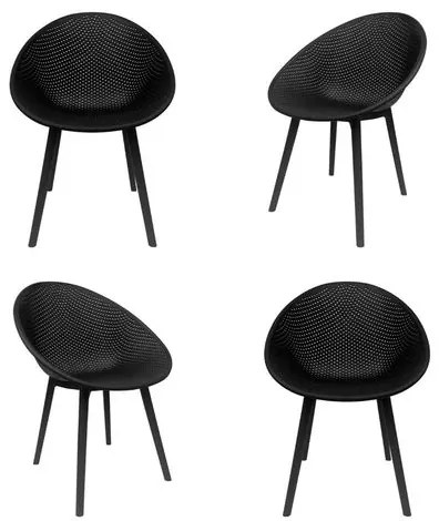 Kit 04 Cadeiras Drops Polipropileno Preto - 76828 Sun House