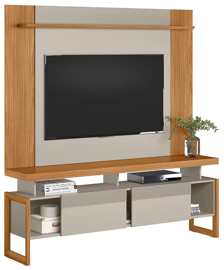Conjunto Painel Extensível Rack Tremonti/Elora TV até 70 Polegadas Nature/Off White G77 - Gran Belo