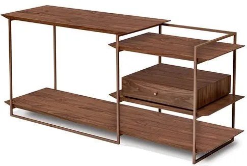 Aparador Alaric Nogueira Base Aço Metalizado Bronze 180cm - 78891 Sun house