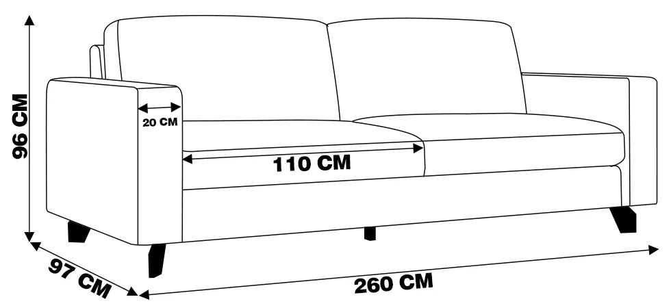 Sofá Decorativo 260cm Moscou Couro Sintético Caramelo G52 - Gran Belo