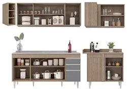 Armário de Cozinha Modulado de Canto Esquerdo 5 Peças CP54 com Pia Ino