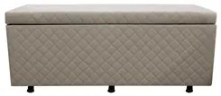 Calçadeira Baú Casal 140cm Estofada Liz S05 Suede Bordado Bege - Mpoze