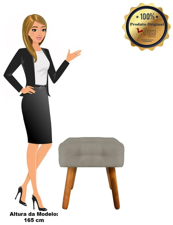 Puff Banqueta Decorativo Pé Palito de Madeira Elisa Suede Marrom Rato D03 - D'Rossi