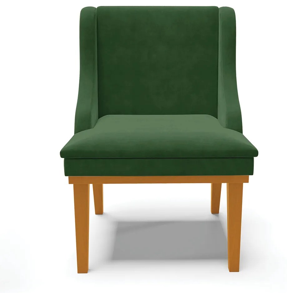 Cadeira de Jantar Liz Suede Base Fixa Madeira Castanho D03 - D'Rossi - Verde