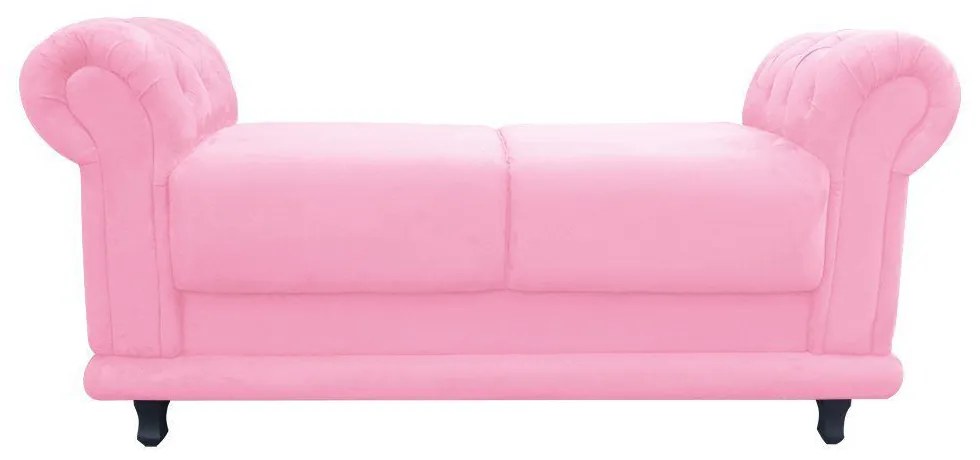 Kit 02 Recamier Barcelona Namoradeira Calçadeira Suede Rosa Bebê - D'Rossi