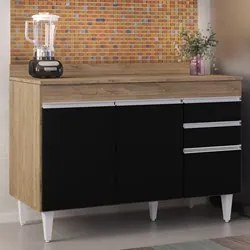 Balcão Gabinete para pia com Tampo 120cm Michigan Cast/Preto - Lumil