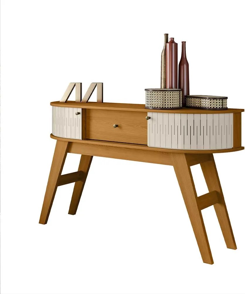 Aparador Decorativo Lauro 2 Portas Deslizantes MDP 1 Gaveta Cinamomo/OffWhite G97 - Gran Belo