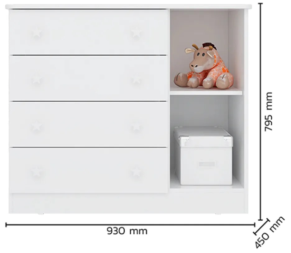 Comoda Sapateira Infantil 1 Porta e 4 Gavetas Brilhar Q01 -ADJ Decor