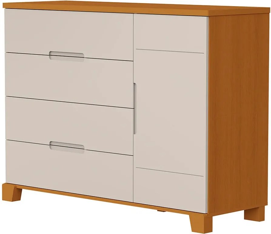 Cômoda Luna 4 Gavetas e 1 Porta - Areia e Savana