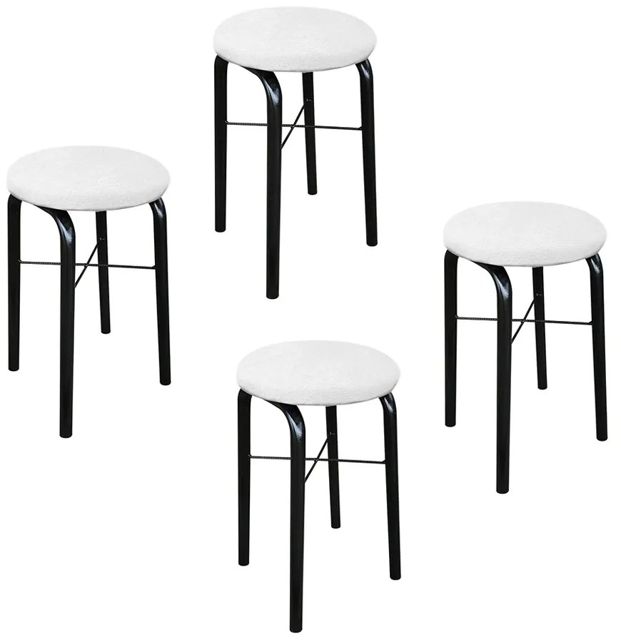 Kit 04 Banquetas Baixa Manu Suede - Branco