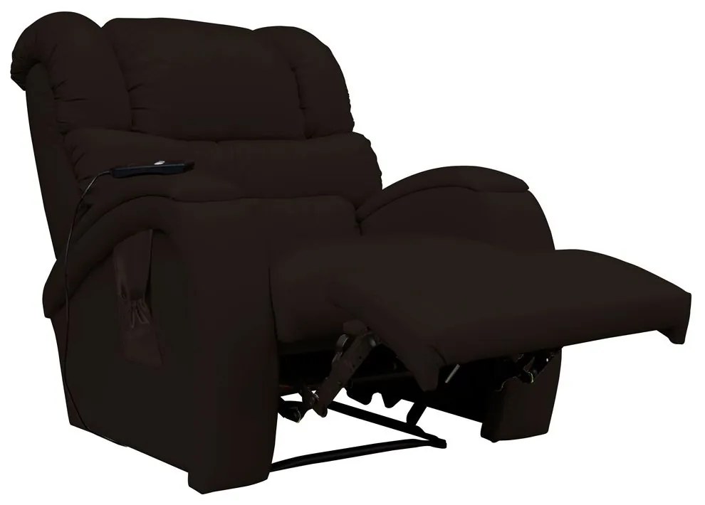 Poltrona do Papai Reclinável Elétrica com Controle Sala de Estar Oasis PU Sintético Marrom G23 - Gran Belo