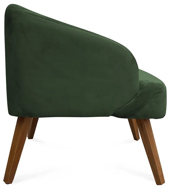 Poltrona Decorativa Lara Pés de Madeira Veludo Verde - Sheep Estofados - Verde escuro