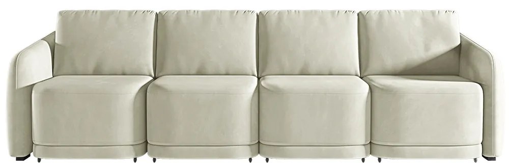 Sofá Cama Modulado Retrátil e Reclinável Decorativo Varsóvia 356cm Veludo Bege G33 - Gran Belo