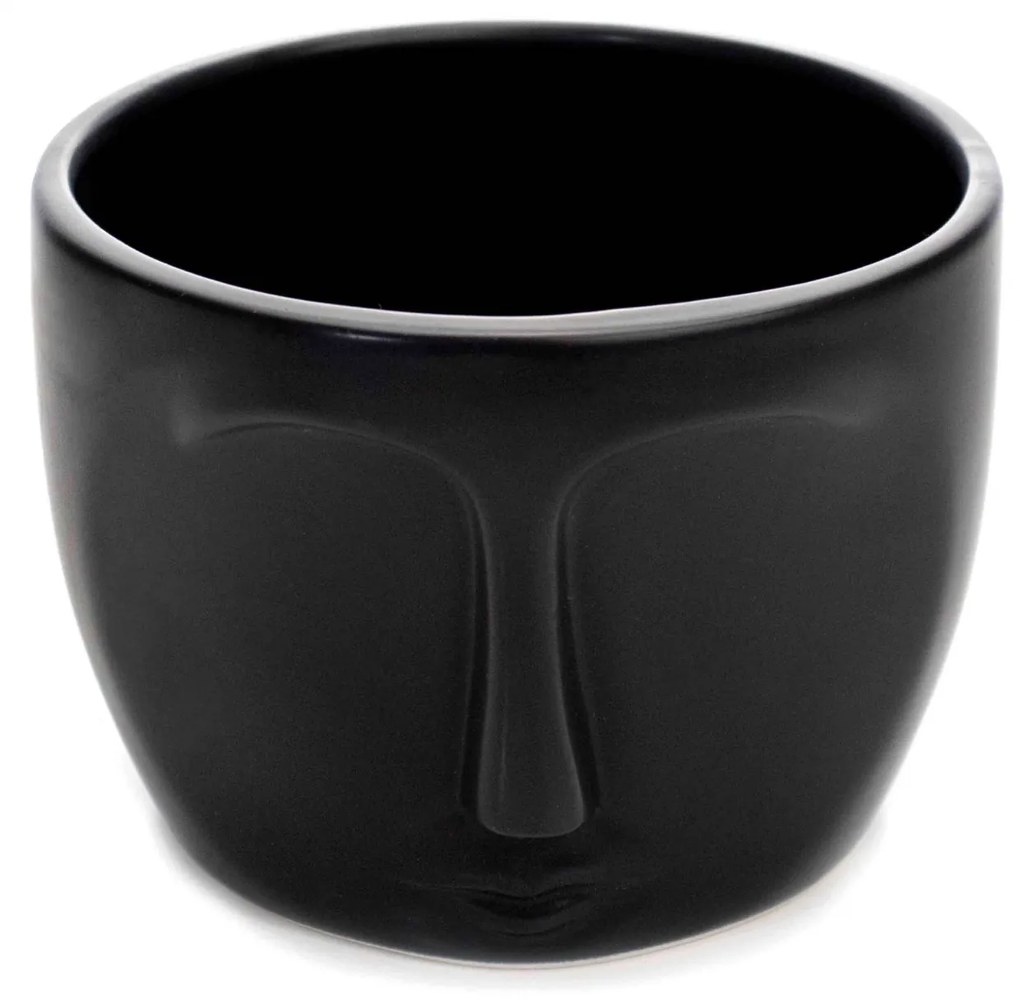 Vaso Decorativo Rosto em Ceramica Preto 15,5x11 cm - D'Rossi