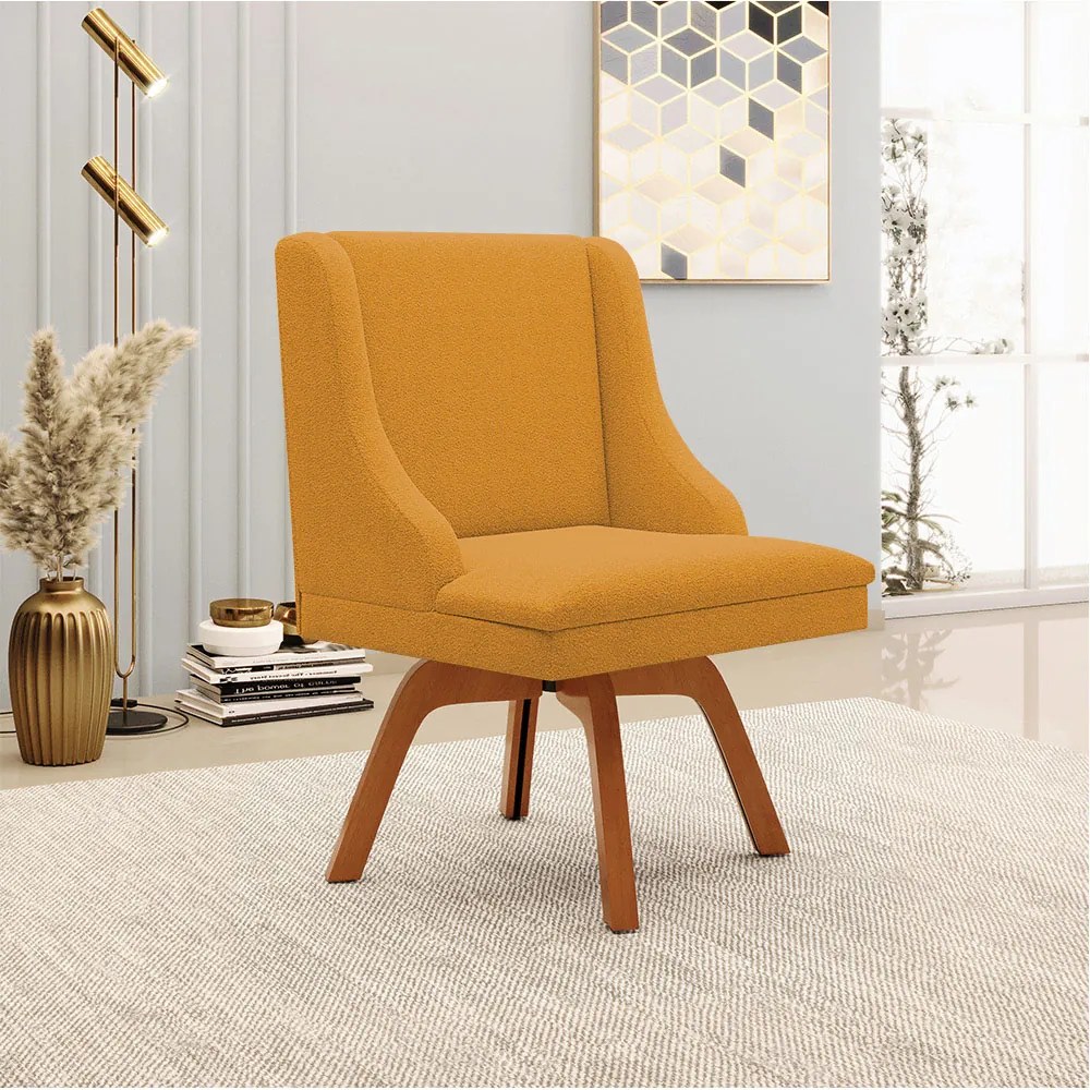 Cadeira Sala de Jantar Giratória MM35 Kit 4 Liz Bouclê D03 - D'Rossi - Mostarda