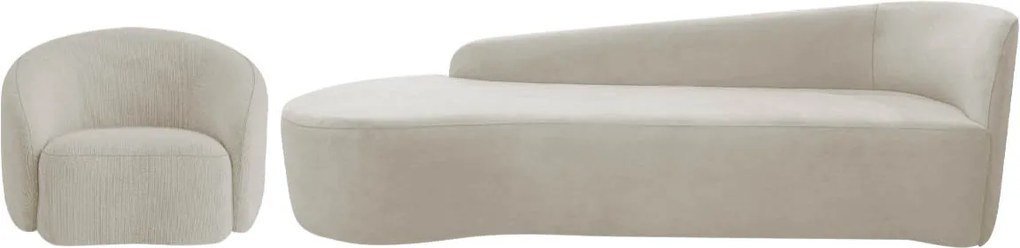 Kit Divã Recamier Orgânico França 200cm Lado Esquerdo e Poltrona Amore Linho