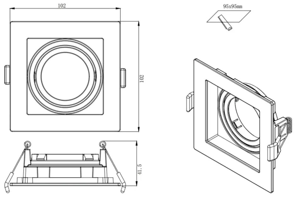 Spot De Embutir Conecta Quadrado Recuado 1Xgu10 Mr16 10,2X10,2X4,1Cm A...