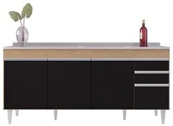 Balcão Gabinete Com Pia 180cm Dallas Castanho/Preto - Lumil