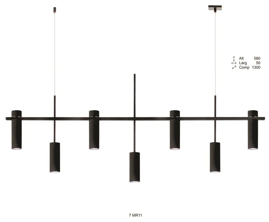 Pendente Trap Retangular 130X05X58Cm Tubos Fixo Assimetricos Metal Alu... (DOURADO FOSCO)
