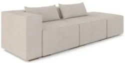 Sofá 4 Lugares 283cm Com Puff Direito Fay Suede Bege Z55    - Mpozenat