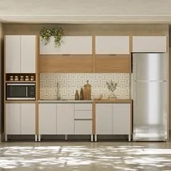 Armário de Cozinha 6 Peças Com Pia Inox Da Vinci CP1 L06 Nature/Off Wh