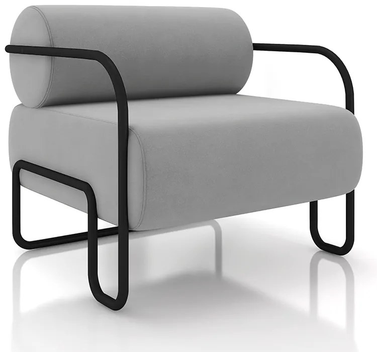 Poltrona Sala de Estar Industrial Preto Kit 2 Ameli Veludo K01 - D'Rossi - Cinza