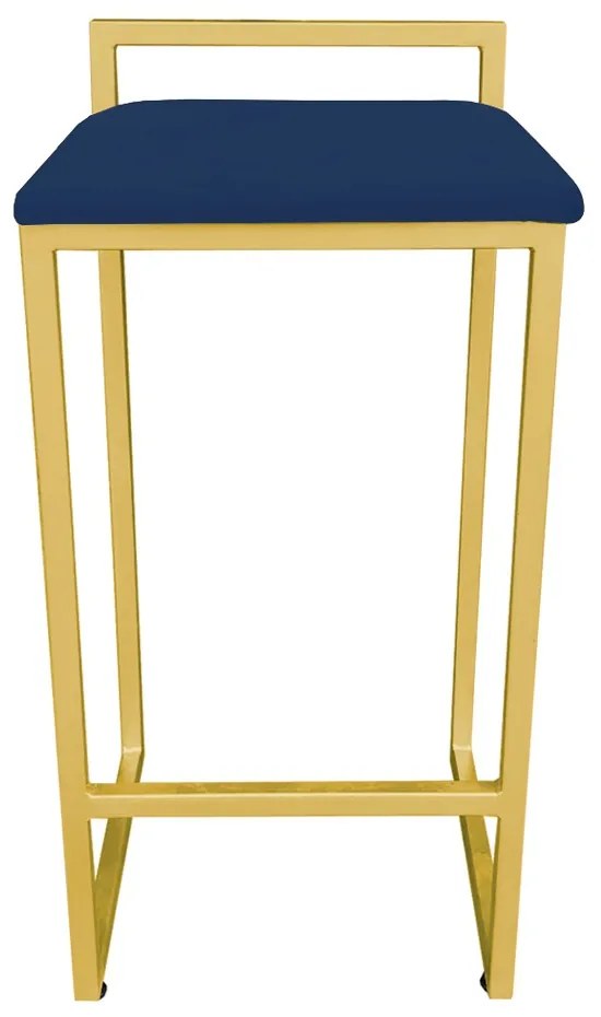 Banqueta Alta Lavínia Suede Azul Marinho Base Dourado D'Rossi