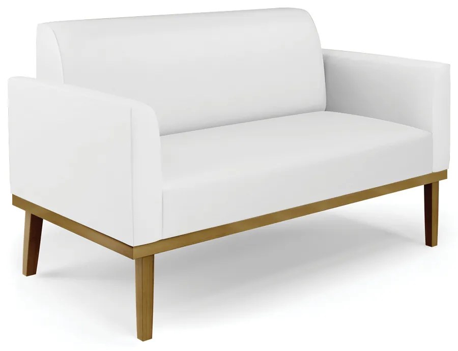 Sofá Namoradeira com Poltrona Base de Madeira Fixa Castanho Marisa Corino  D03 - D'Rossi - Branco