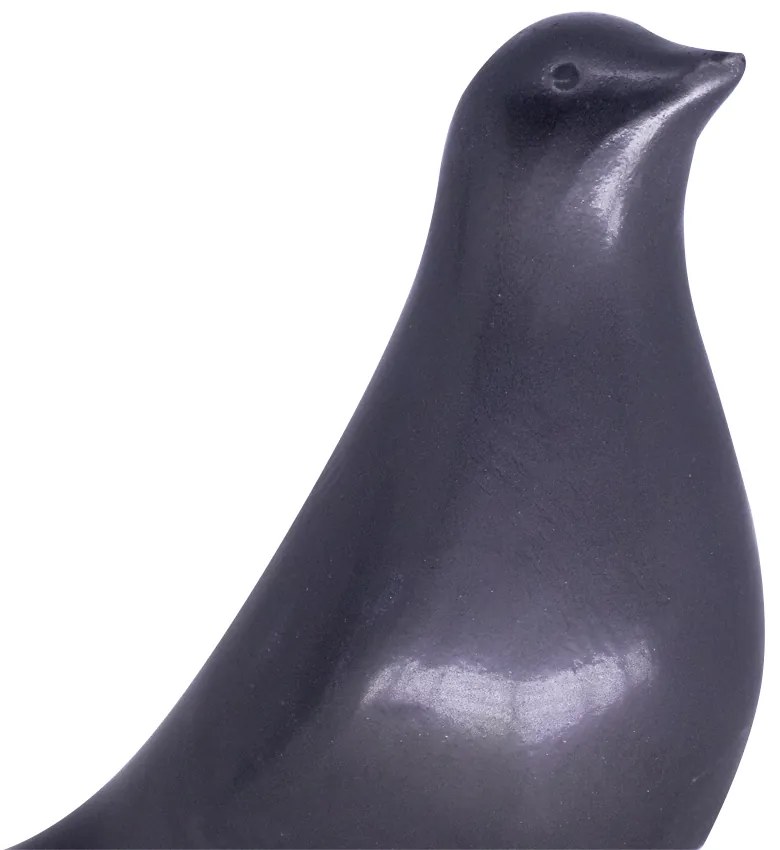 Escultura Pássaro Decorativo em Cerâmica para Sala Preto 21 cm F04 - D'Rossi